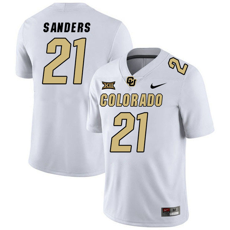 Colorado Buffaloes #21 Shilo Sanders Big 12 Conference College Football Jerseys Stitched Sale-White